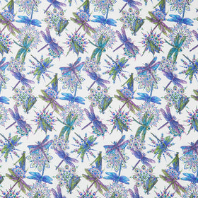 Dragonfly Wonder - Small Dragonfly White Digitally Printed Yardage
