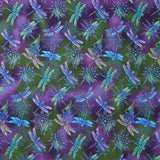 Dragonfly Wonder - Small Dragonfly Plum Digitally Printed Yardage