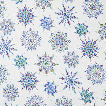 Dragonfly Wonder - Beaded Medallion White Digitally Printed Yardage