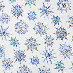 Dragonfly Wonder - Beaded Medallion White Digitally Printed Yardage