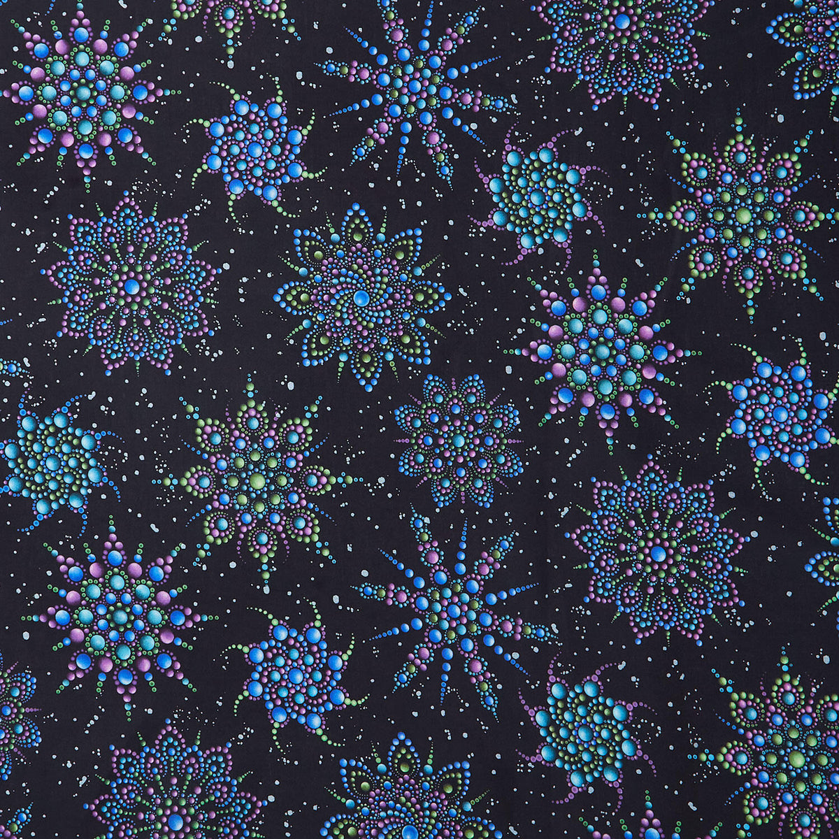 Dragonfly Wonder - Beaded Medallion Black Digitally Printed Yardage