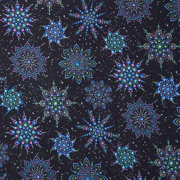 Dragonfly Wonder - Beaded Medallion Black Digitally Printed Yardage