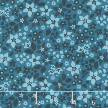 Holly & Hearth - Star Flowers Teal Yardage