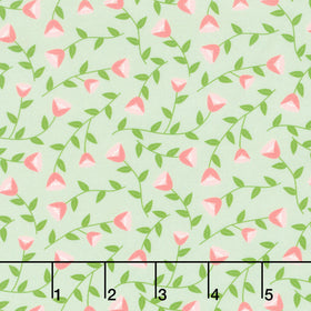 The Bright Side - Viney Flowers Light Green Yardage