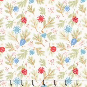 Holly Jolly Calico - Pine Bough Ornaments Ecru Yardage