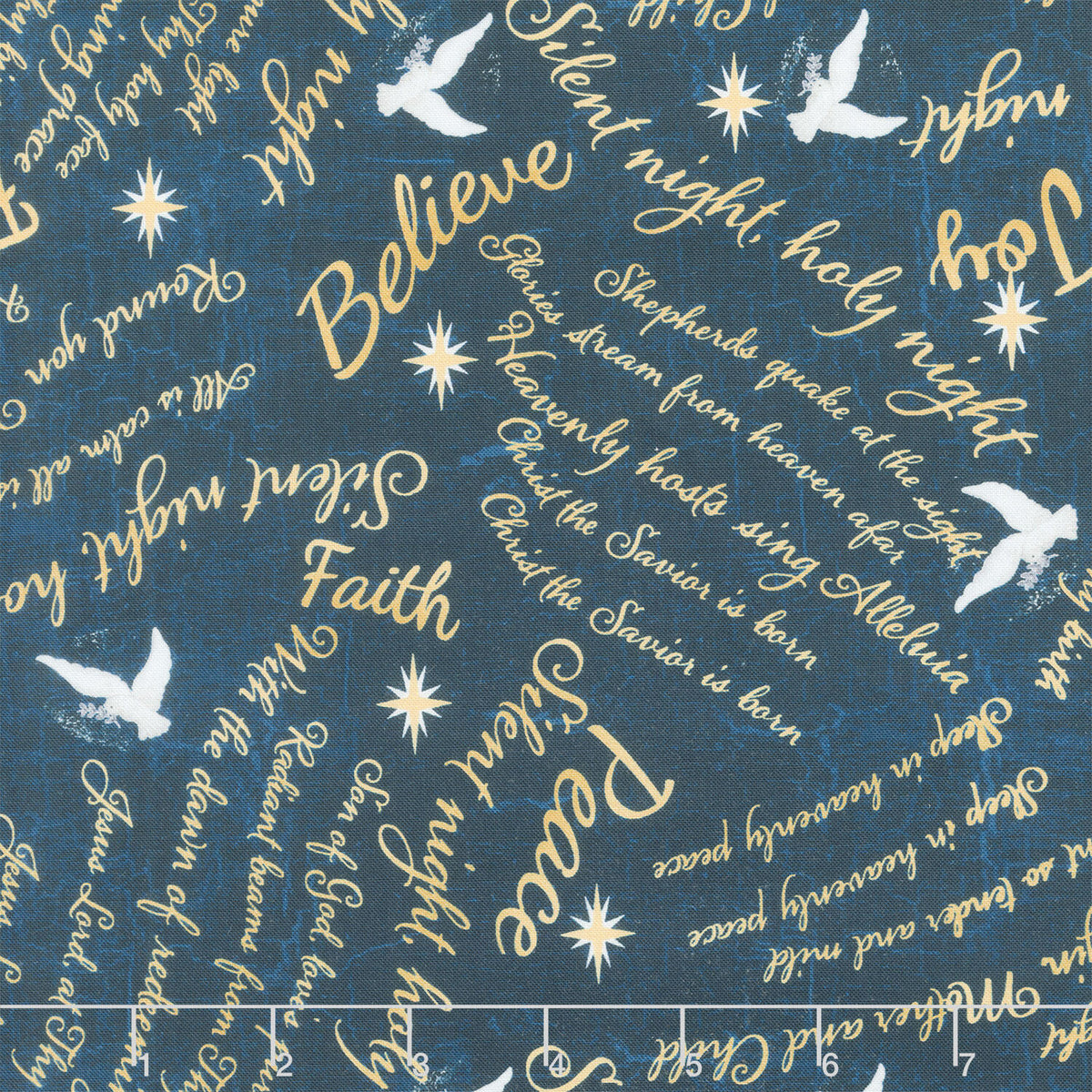 Silent Night - Words Texture Navy Yardage
