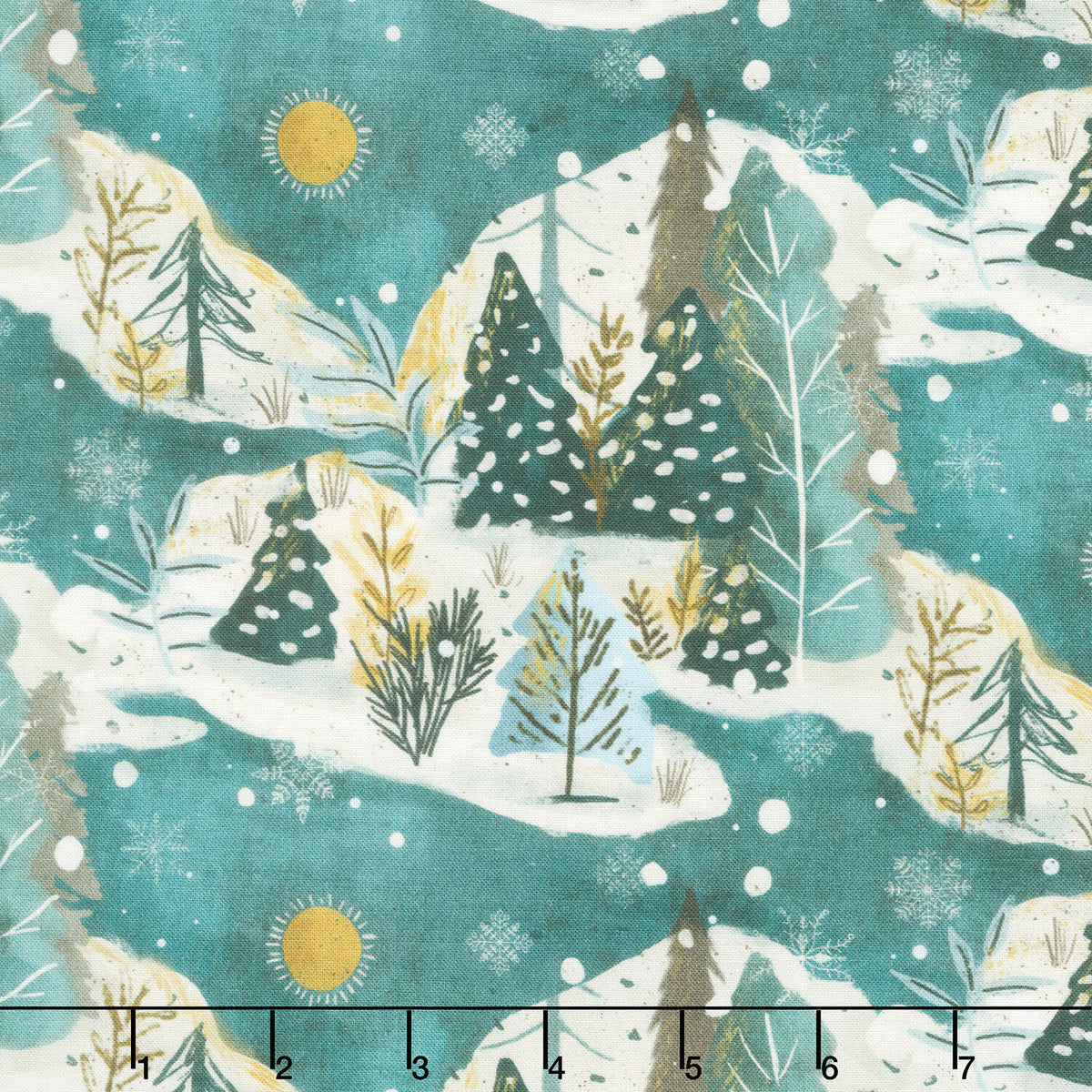 Winter Solstice - Tree Scape Teal Yardage