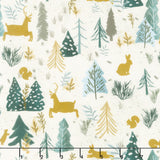 Winter Solstice - Trees and Animals Allover Cream Yardage