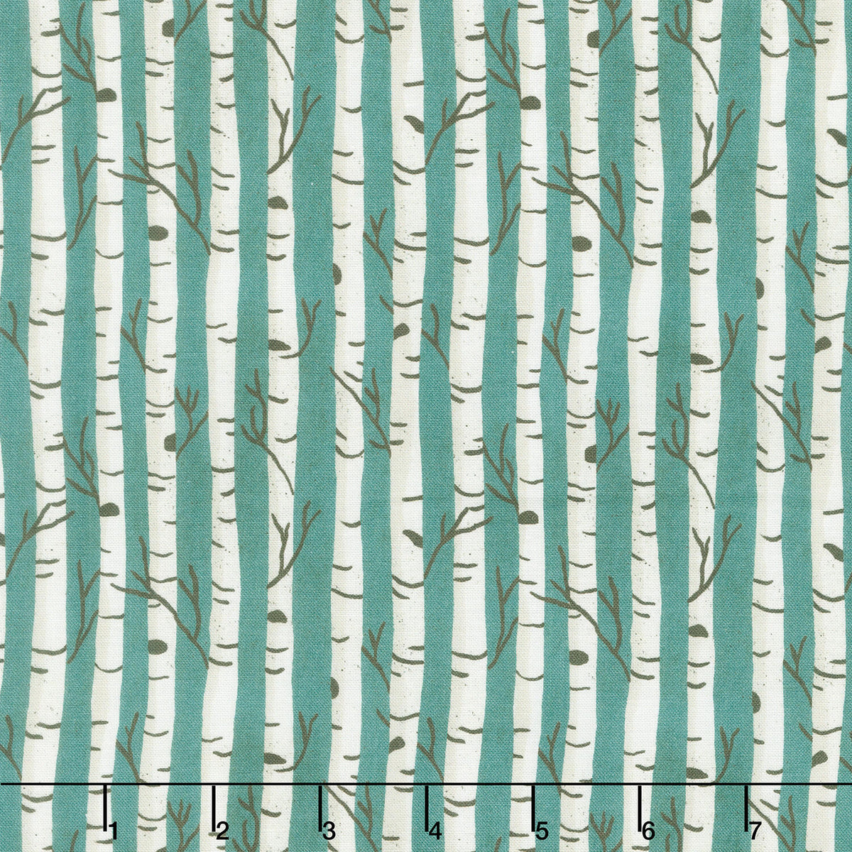 Winter Solstice - Birch Trees Teal Yardage