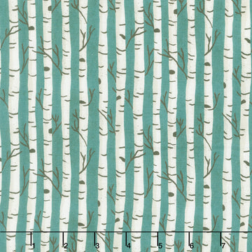 Winter Solstice - Birch Trees Teal Yardage