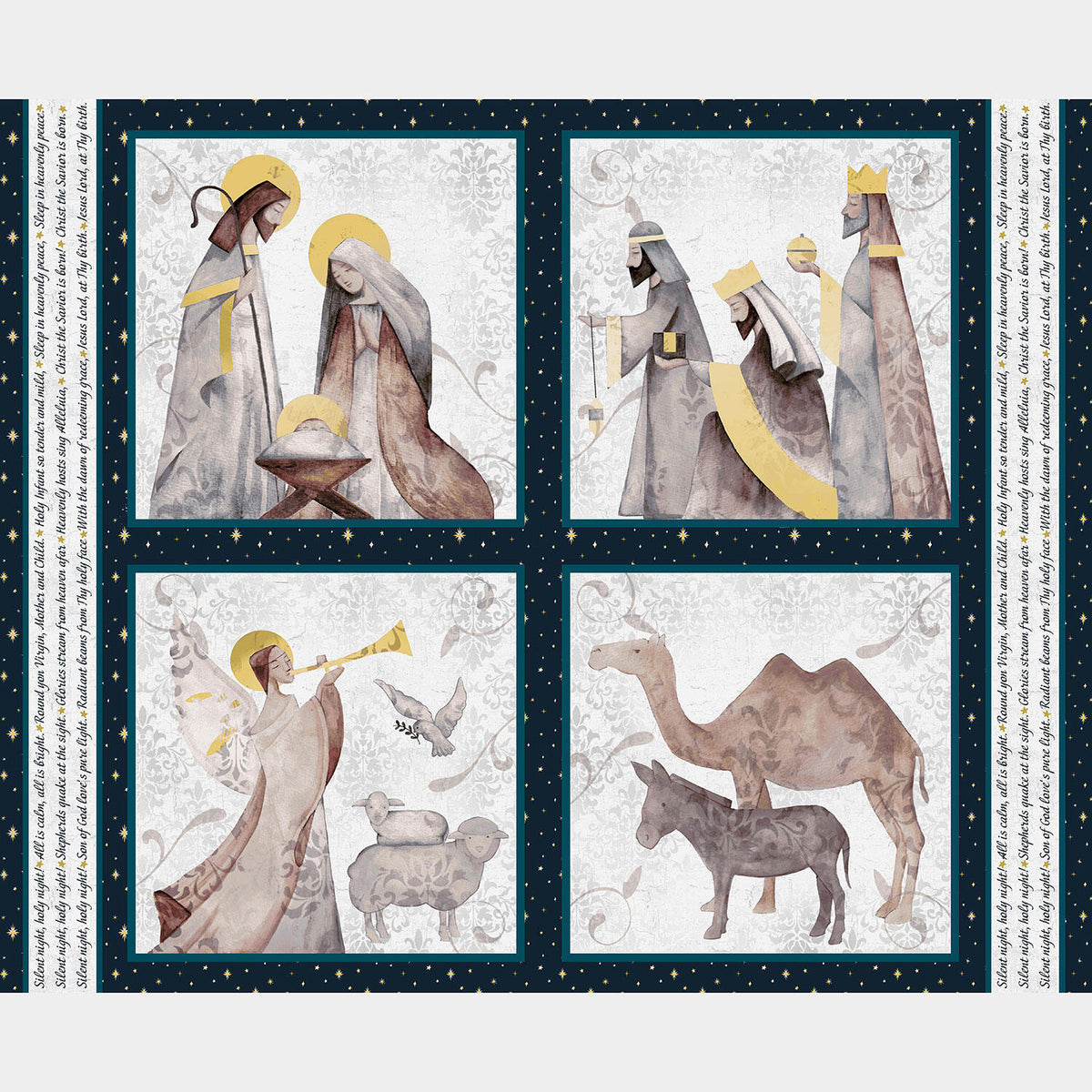 Silent Night - Pillow Blocks Navy Panel