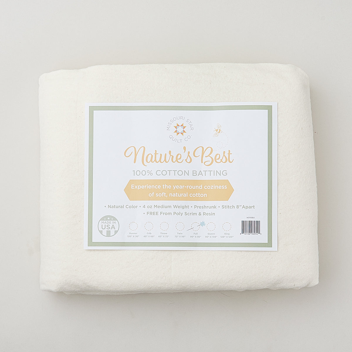 Missouri Star Nature's Best 100% Cotton Full Batting - Natural