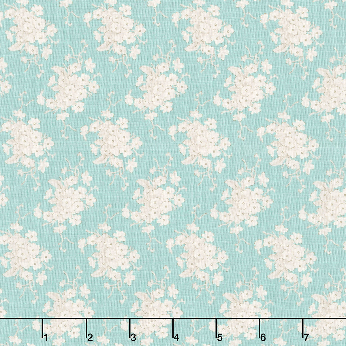 Sunday Brunch - White Flower Teal Yardage