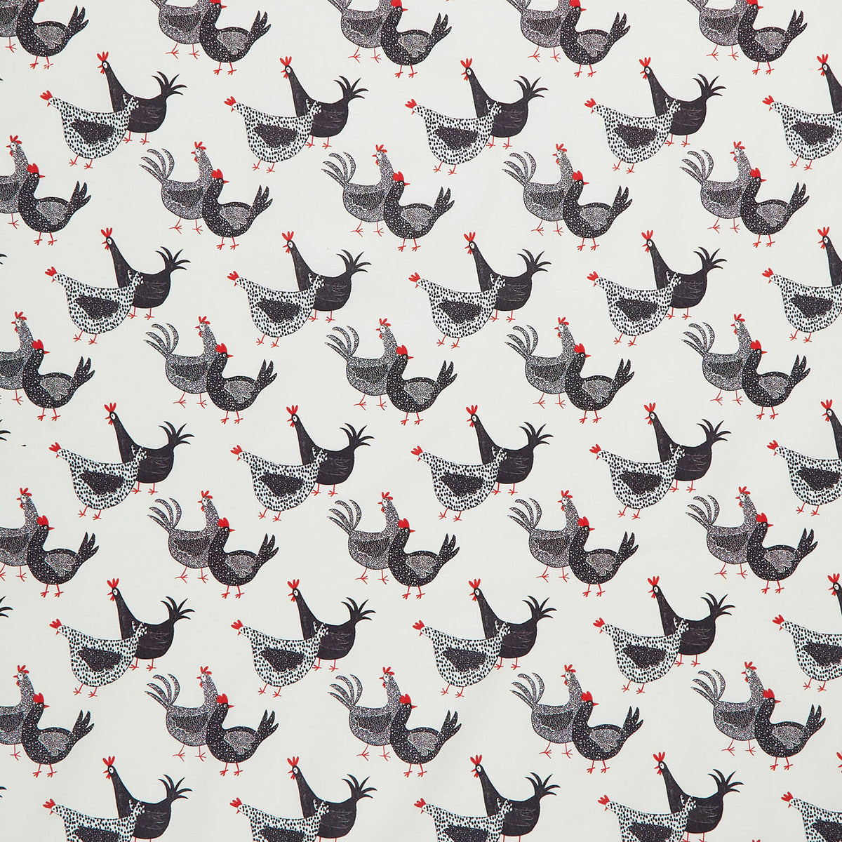 Hen House - Roosters and Hens Off White Yardage