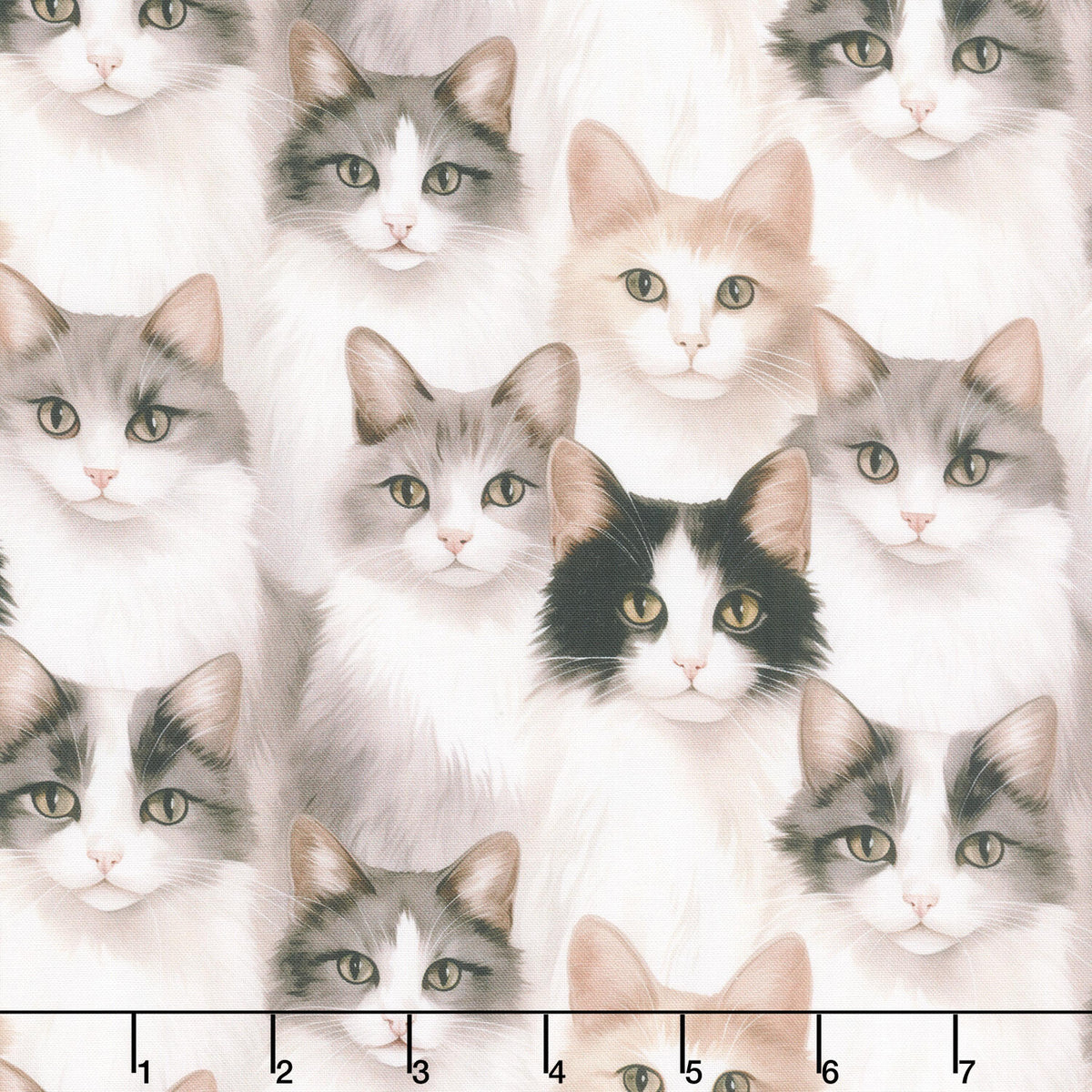 Paw and Whisker - Shorthaired Cats Multi Yardage