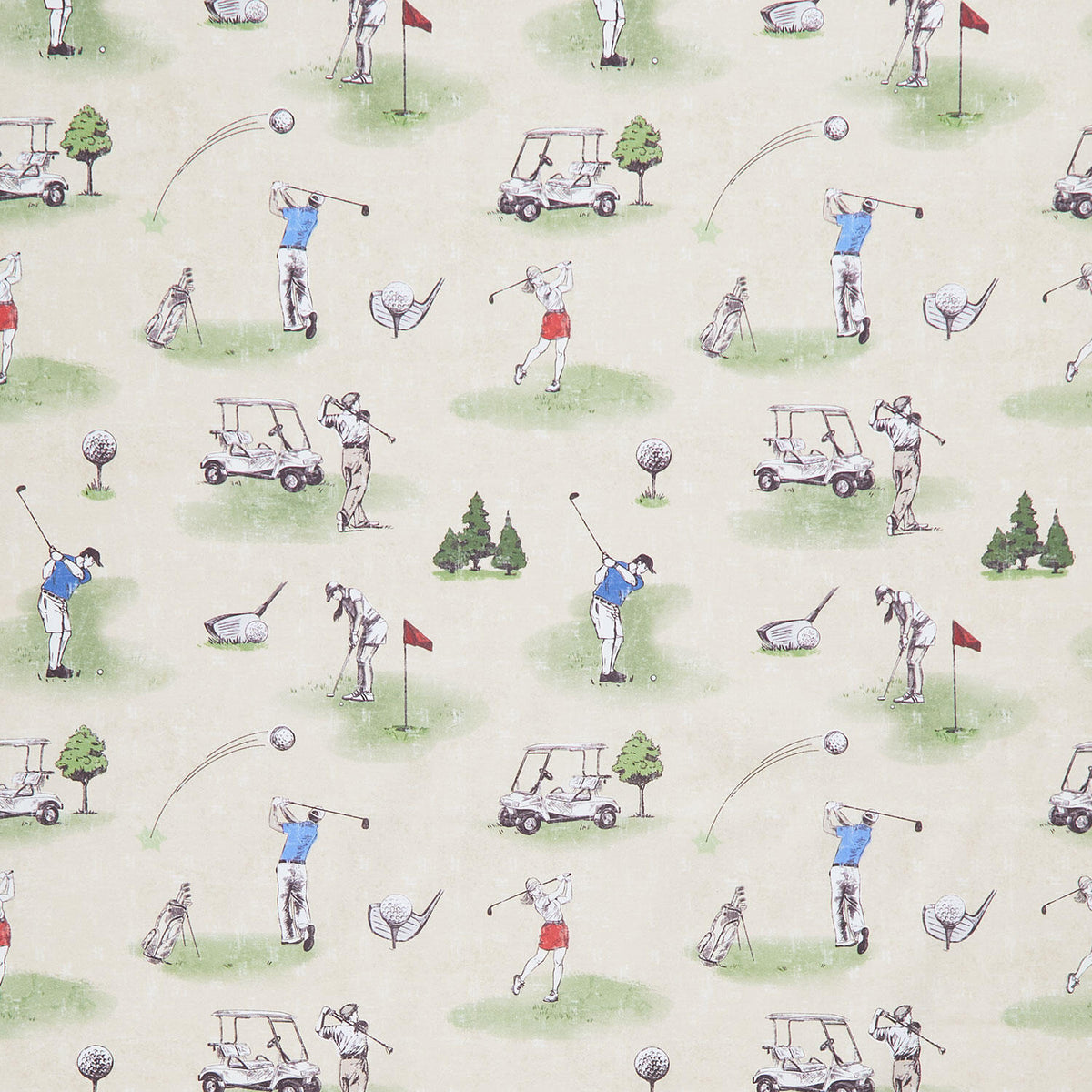 Tee Time! - Golfing Toile Dark Butter Yardage