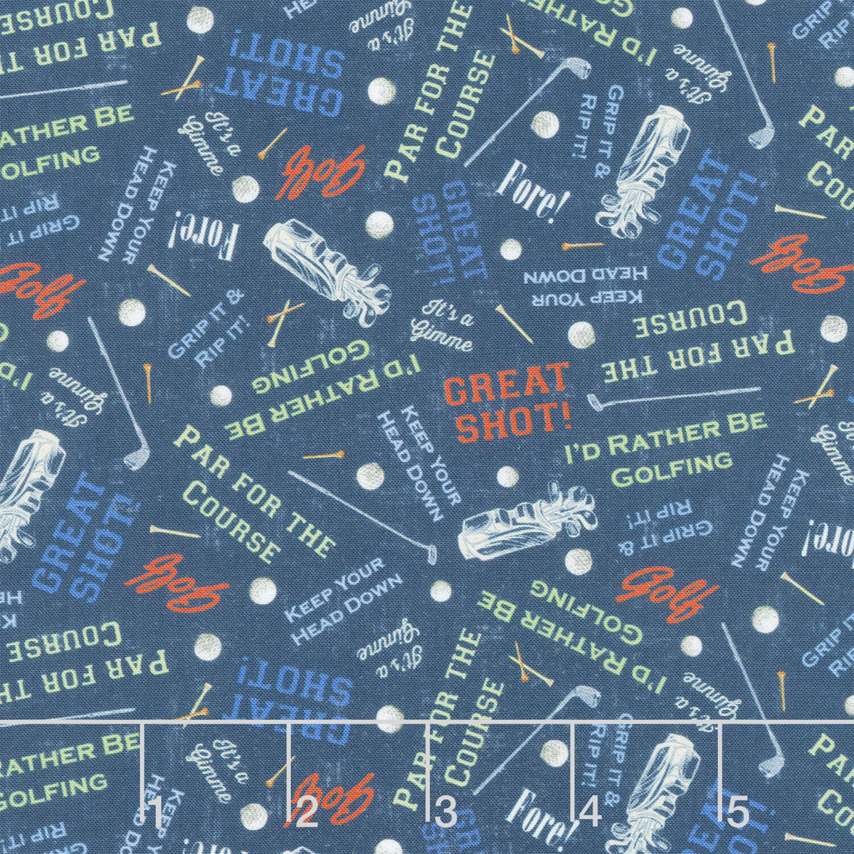 Tee Time! - Words Navy Blue Yardage