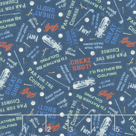 Tee Time! - Words Navy Blue Yardage