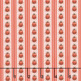 Garden Party - Ladybugs in Line Red Yardage