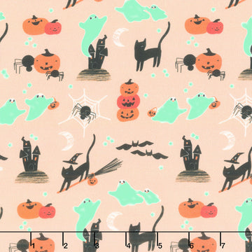 Sweet Treats - Castles Glow in the Dark Orange Yardage