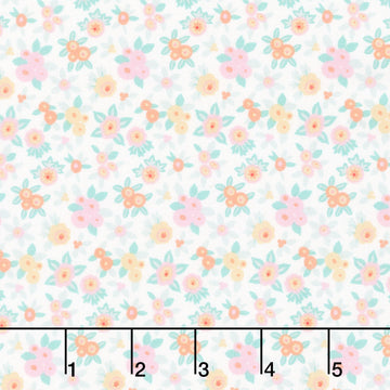 Floral Romance - Japonica White Yardage