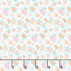 Floral Romance - Japonica White Yardage