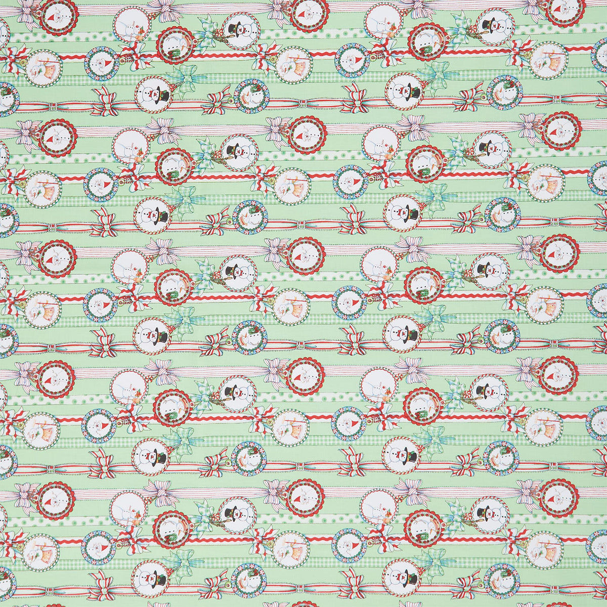 So Much Joy - Snow People Ribbon Lime Yardage
