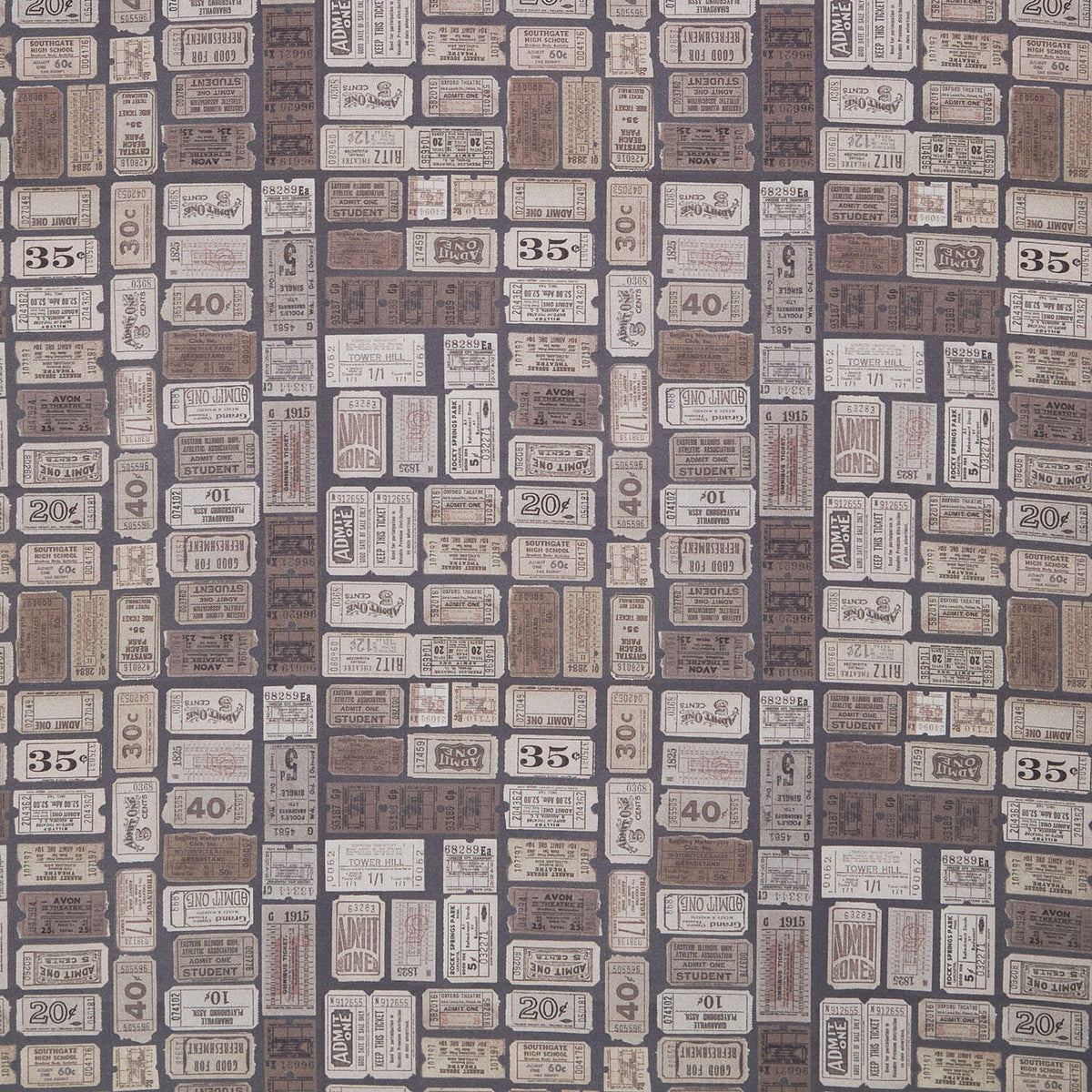 Eclectic Elements - Palette Tickets Charcoal Yardage