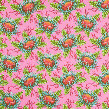 Floral Reef Collection - Friends and Anemones Coralline Yardage