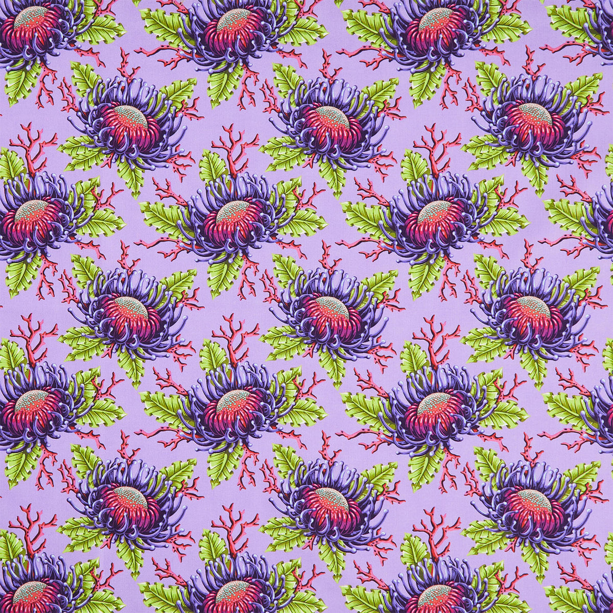 Floral Reef Collection - Friends and Anemones Ultraviolet Yardage