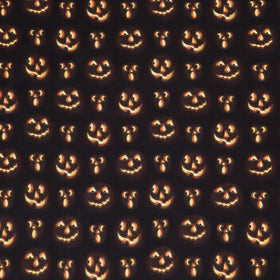 Moonlit Mischief - Pumpkin Glow Black Yardage