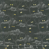Moonlit Mischief - Eerie Night Forest Black Yardage