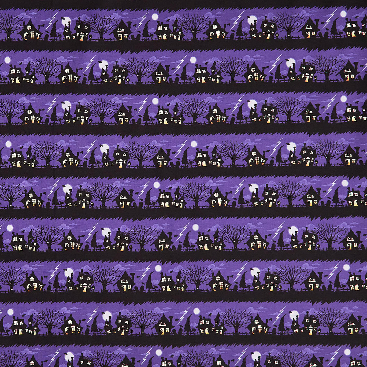 Moonlit Mischief - Spooky Street Purple Yardage