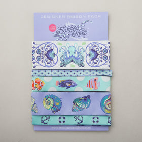 Tula Pink Floral Reef Collection Designer Ribbon Pack - Marine