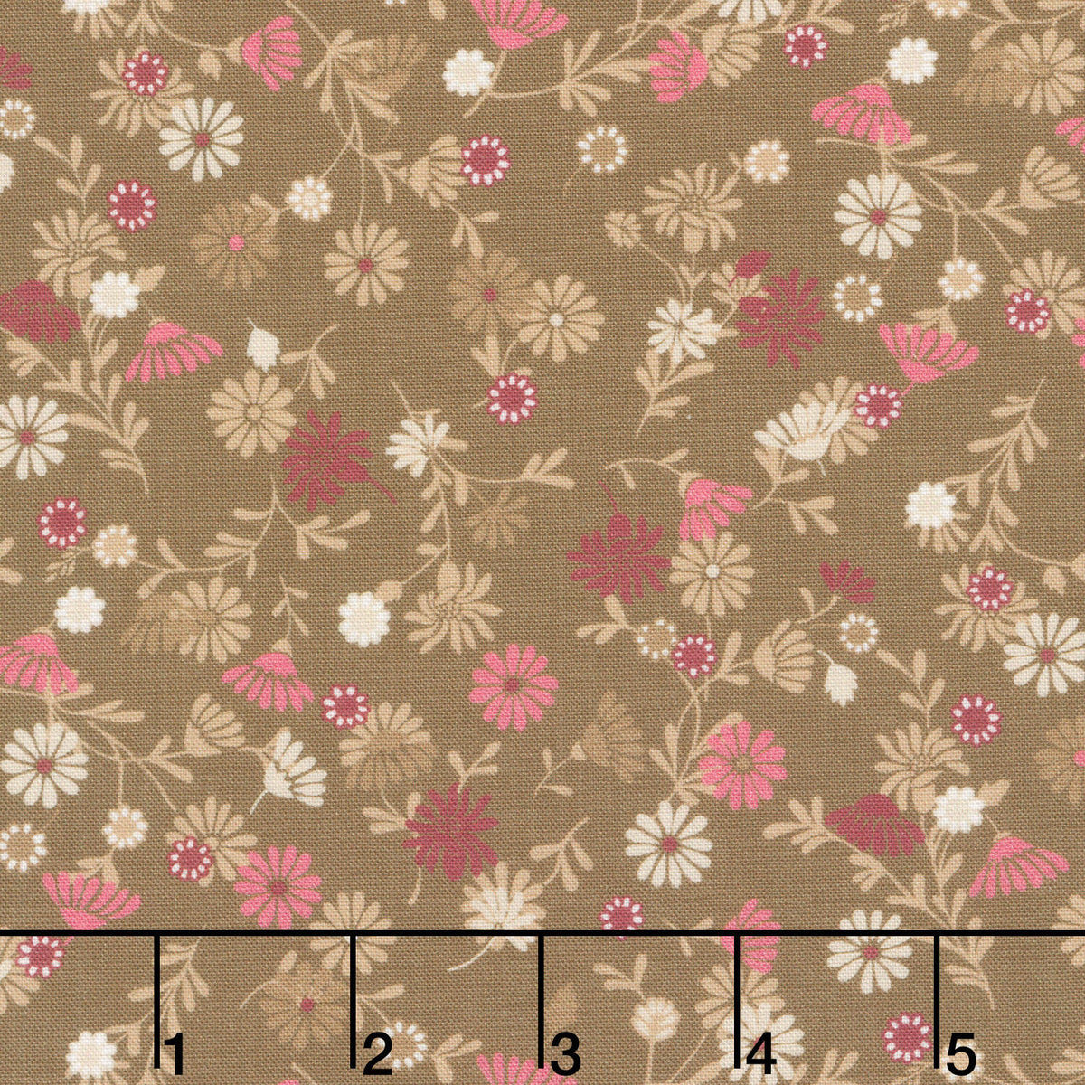 Cinnamon Stick - Stylized Daisy Brown Yardage