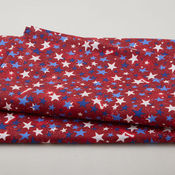 Star Power 108" - Multi Colored Stars Red 108" Wide 3 Yard Cut