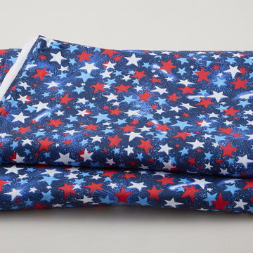 Star Power 108" - Multi Colored Stars Navy 108" Wide 3 Yard Cut
