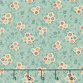 Love Struck - Flower Cart Aqua Yardage