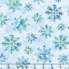 Beyond the Pines - Snowflakes Medium Blue Yardage