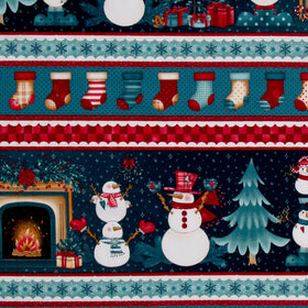 Gifts of Gratitude - Border Stripe Teal Yardage