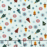 Nordic Holiday Village - Tossed Trees Ice Blue Multi Yardage