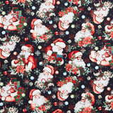 Sweet Christmas Memories - Santa Toss Black Digitally Printed Yardage
