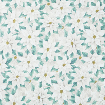 Sweet Christmas Memories - Poinsettia Winter White Multi Digitally Printed Yardage