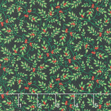 Sweet Christmas Memories - Mini Holly Vines Black Digitally Printed Yardage