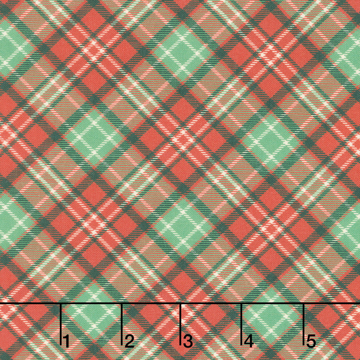 Sweet Christmas Memories - Bias Plaid Red Digitally Printed Yardage