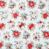 Sweet Christmas Memories - Holiday Flower Toss Ice Blue Digitally Printed Yardage
