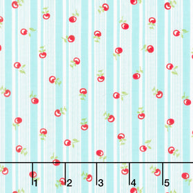 Jubilee - Cherry Stripe Blue Yardage