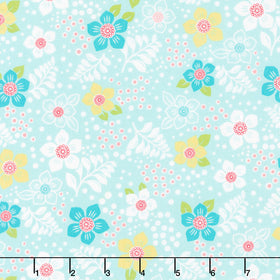 Jubilee - Modern Floral Blue Yardage