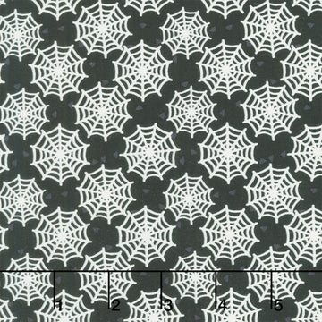 Moonlight Mischief - Spider Web Glow in the Dark Black Yardage