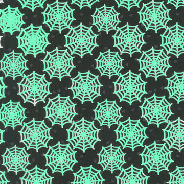 Moonlight Mischief - Spider Web Glow in the Dark Black Yardage